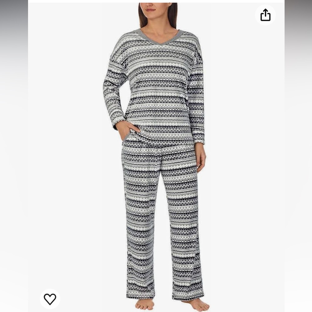 Nautica Ladies' 2-Piece Silky Stritch Fleece Sleepwear PJ Set Grey Size M - Picture 2 of 14